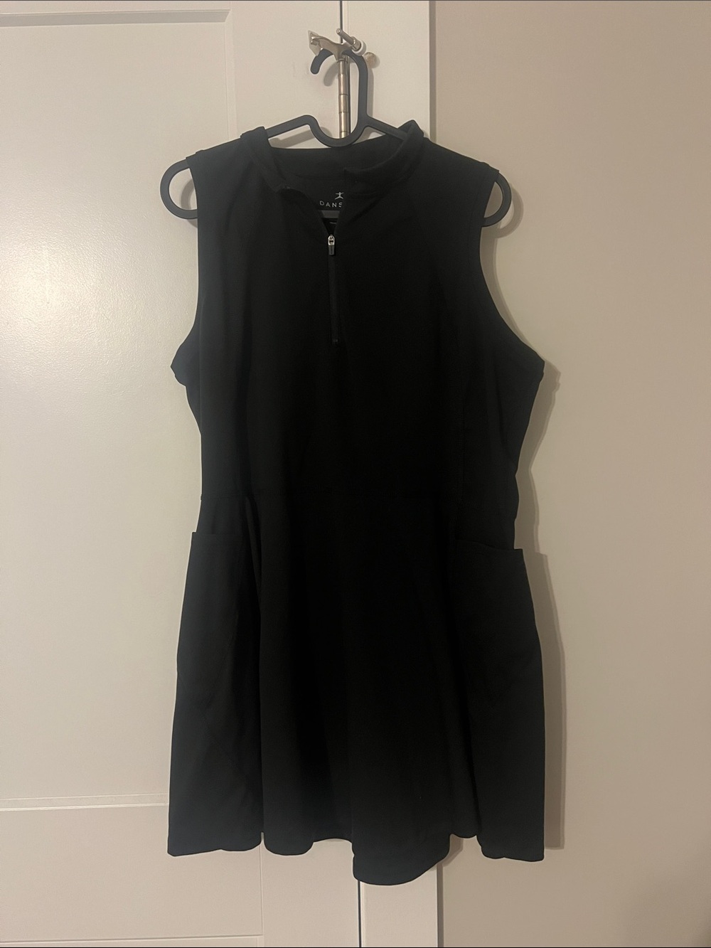 Danskin Black Sleeveless Zip-Front Mini Dress